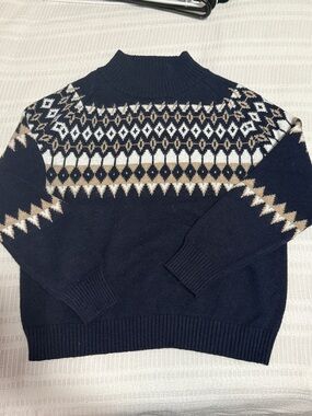 Men's Navy Fair Isle Mock Neck Sweater